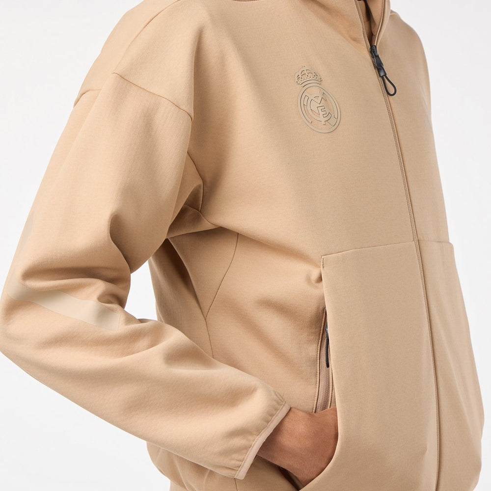Mens Adidas Real Urban Full Zip Hoodie Beige