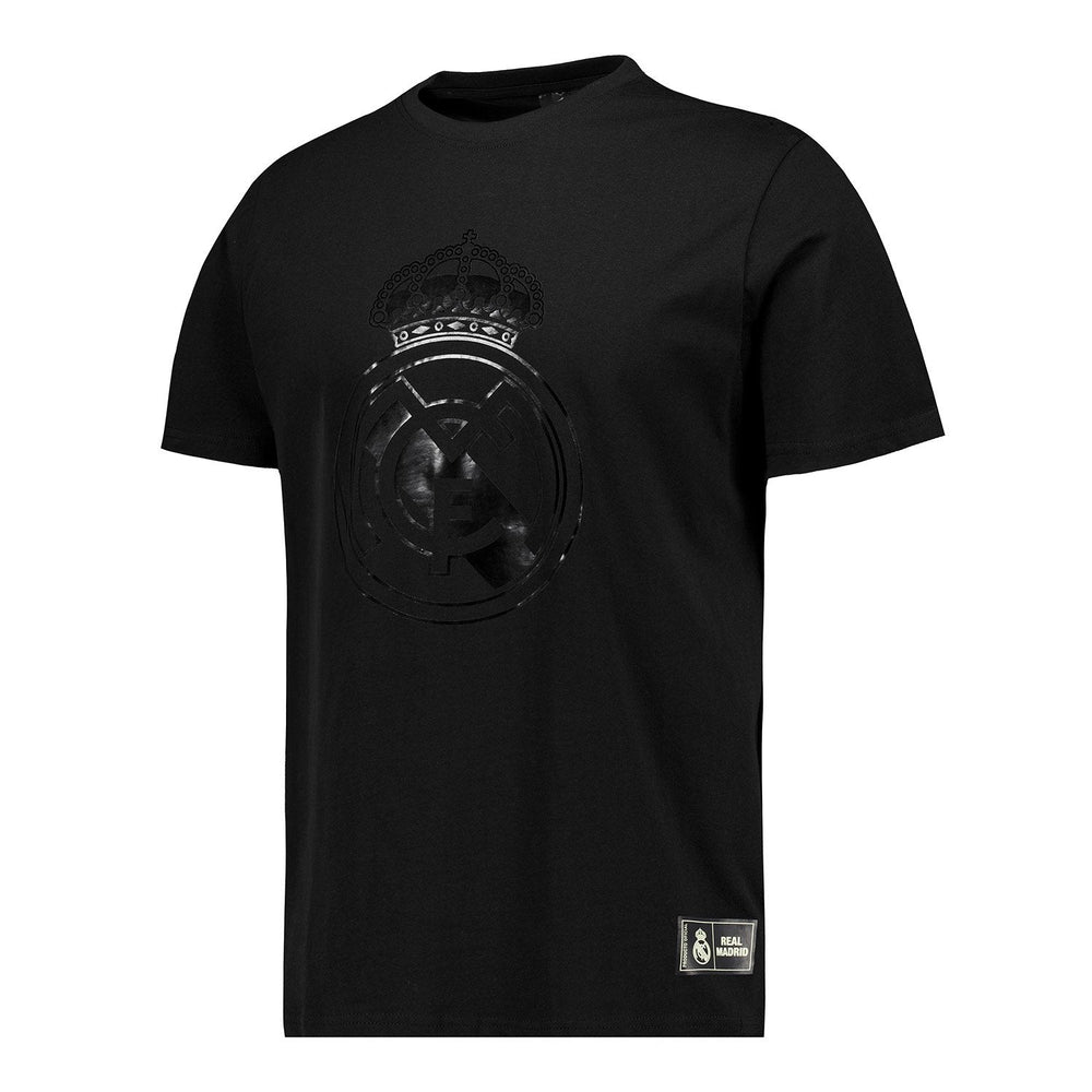 Mens Blackout T-Shirt Crest Black Real Madrid