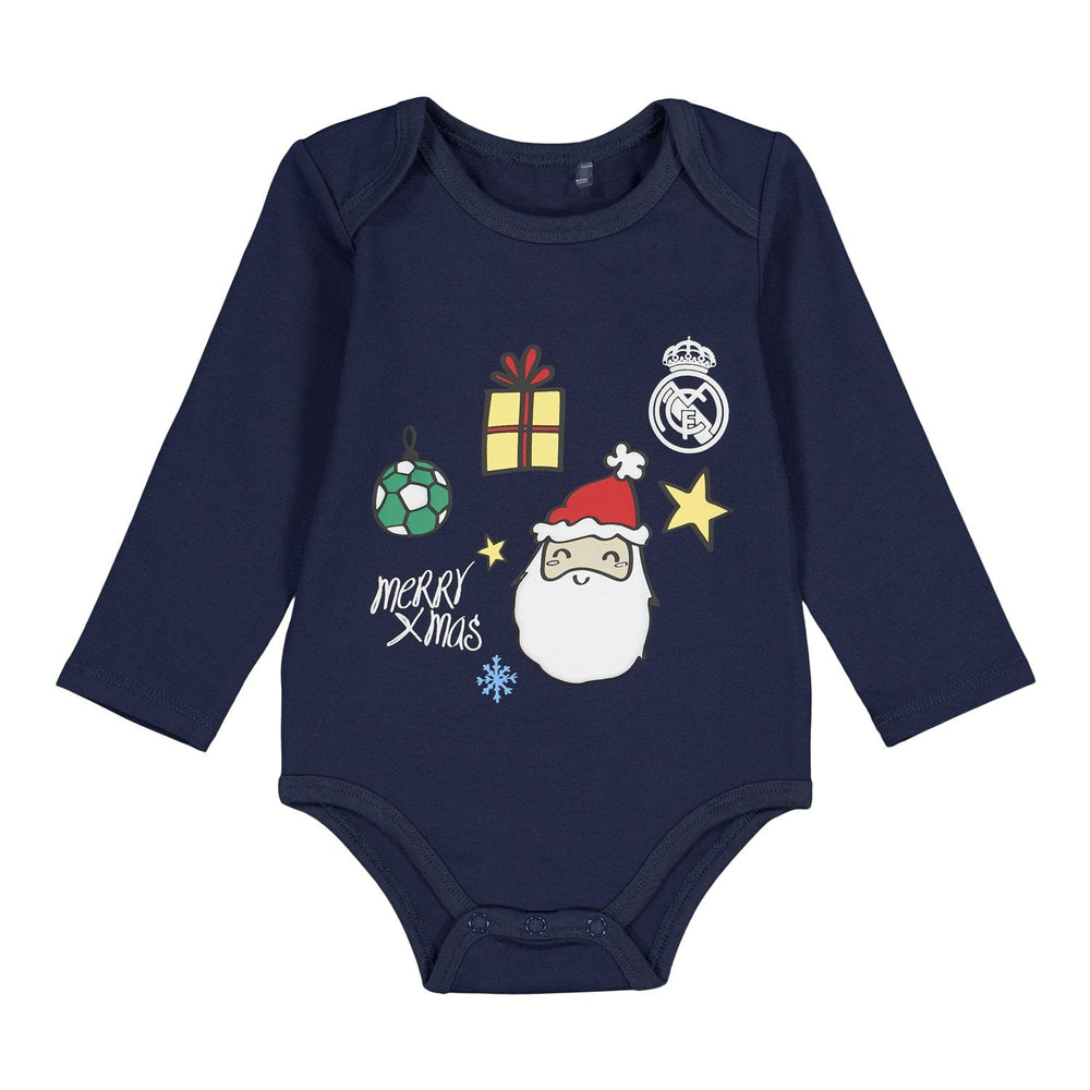 Baby Xmas Body Long Sleeve White/Navy