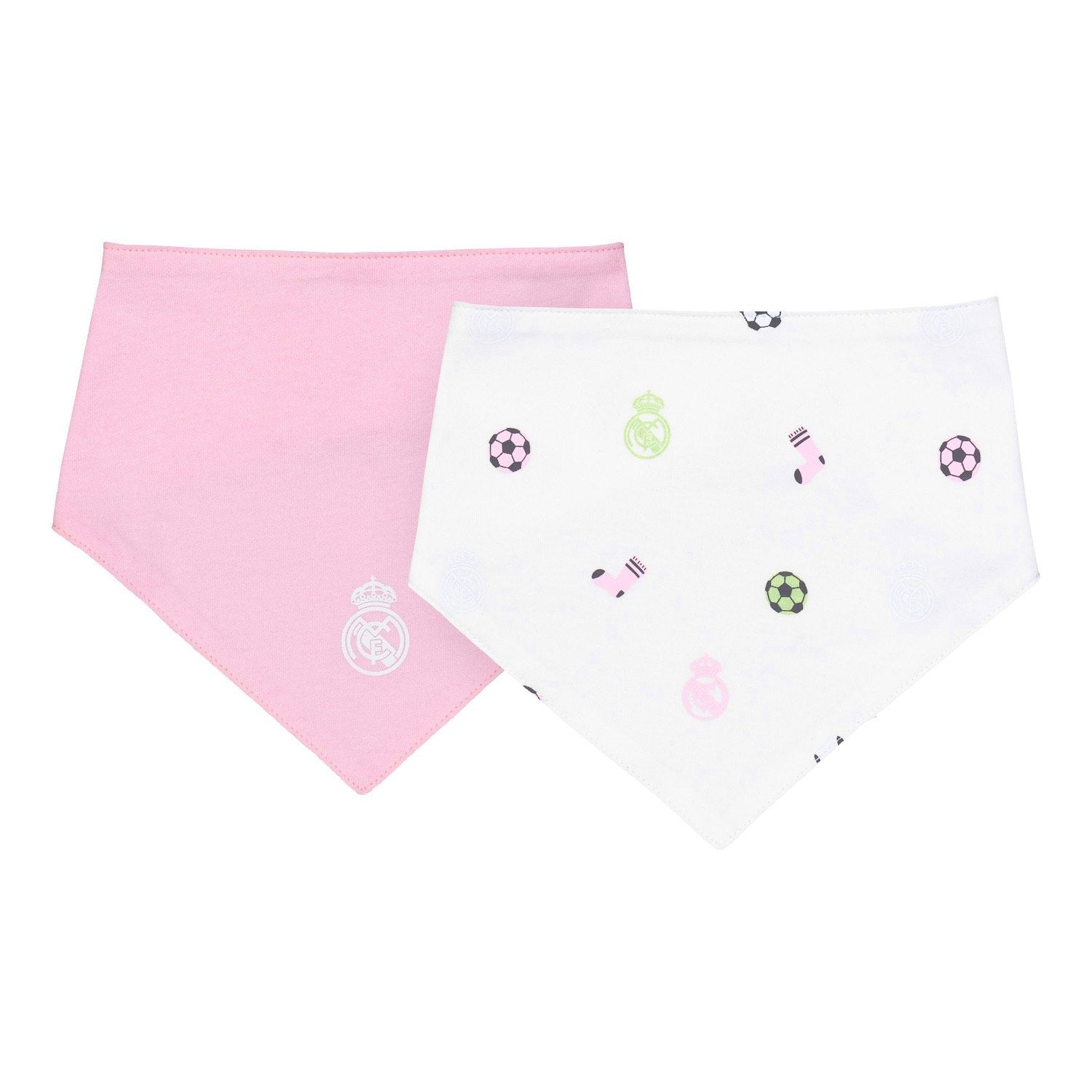 Set 2 Baby Bandanas Pink/White Real Madrid