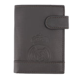 Cartera Vertical Cuero Marrón Oscuro Con Monedero Real Madrid