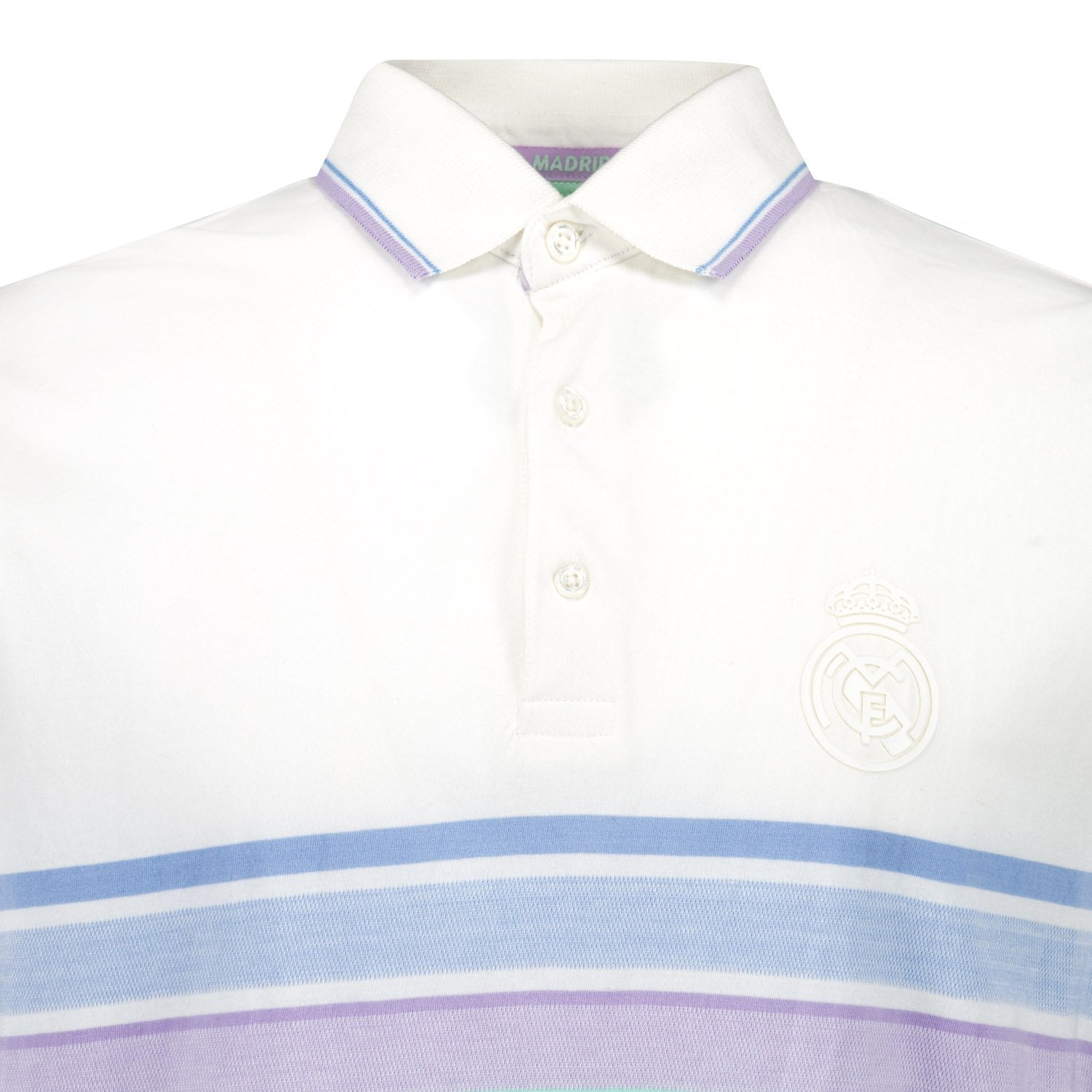 Mens Pastel Stripe Polo Shirt White Real Madrid