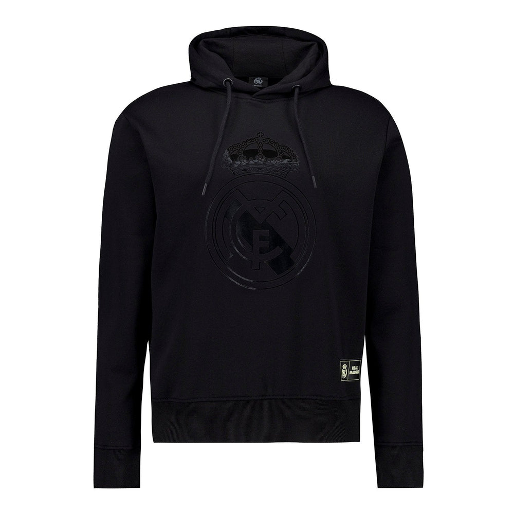 Mens Blackout Hoodie Crest Black Real Madrid