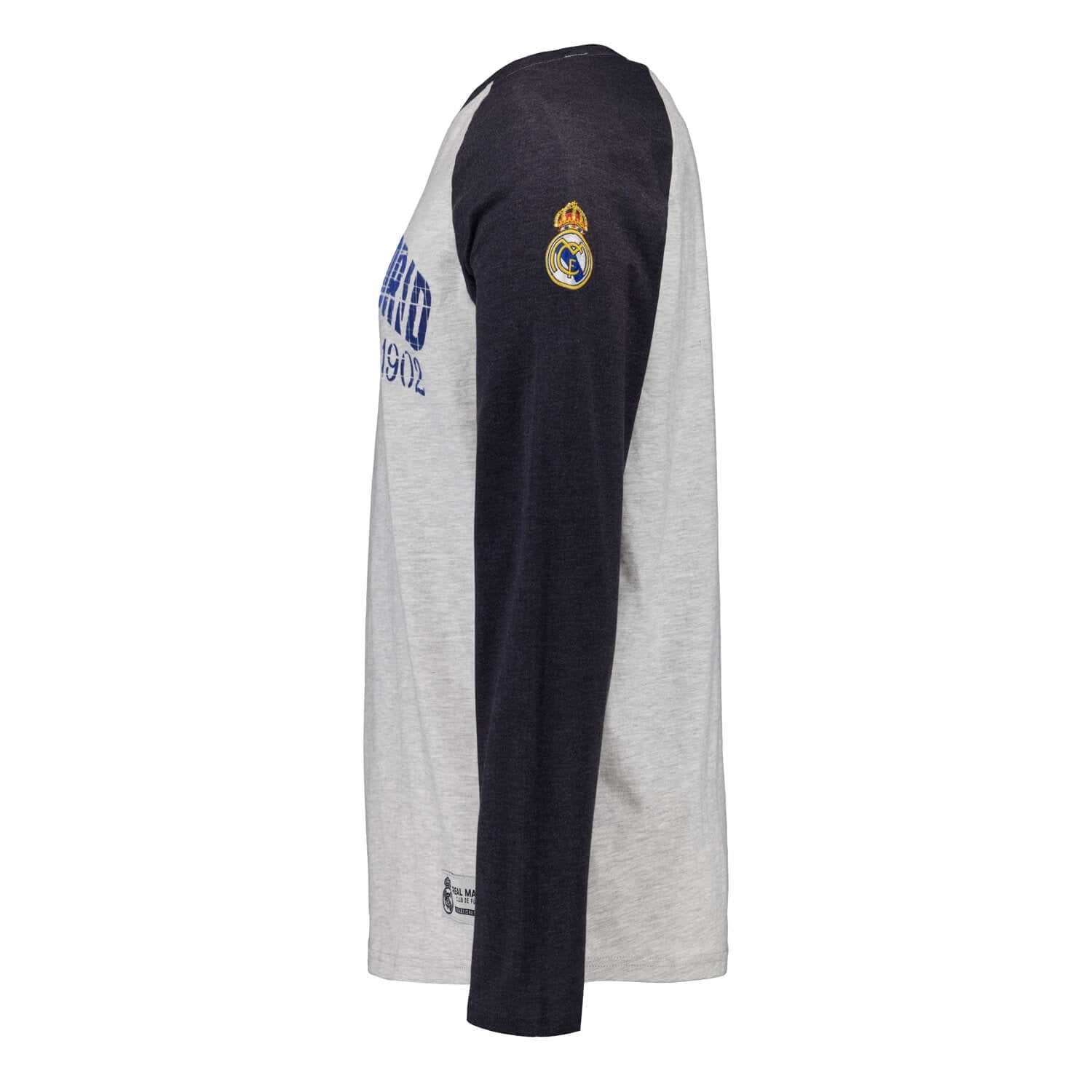 Mens Long Sleeve Printed Baseball T-Shirt Grey Real Madrid