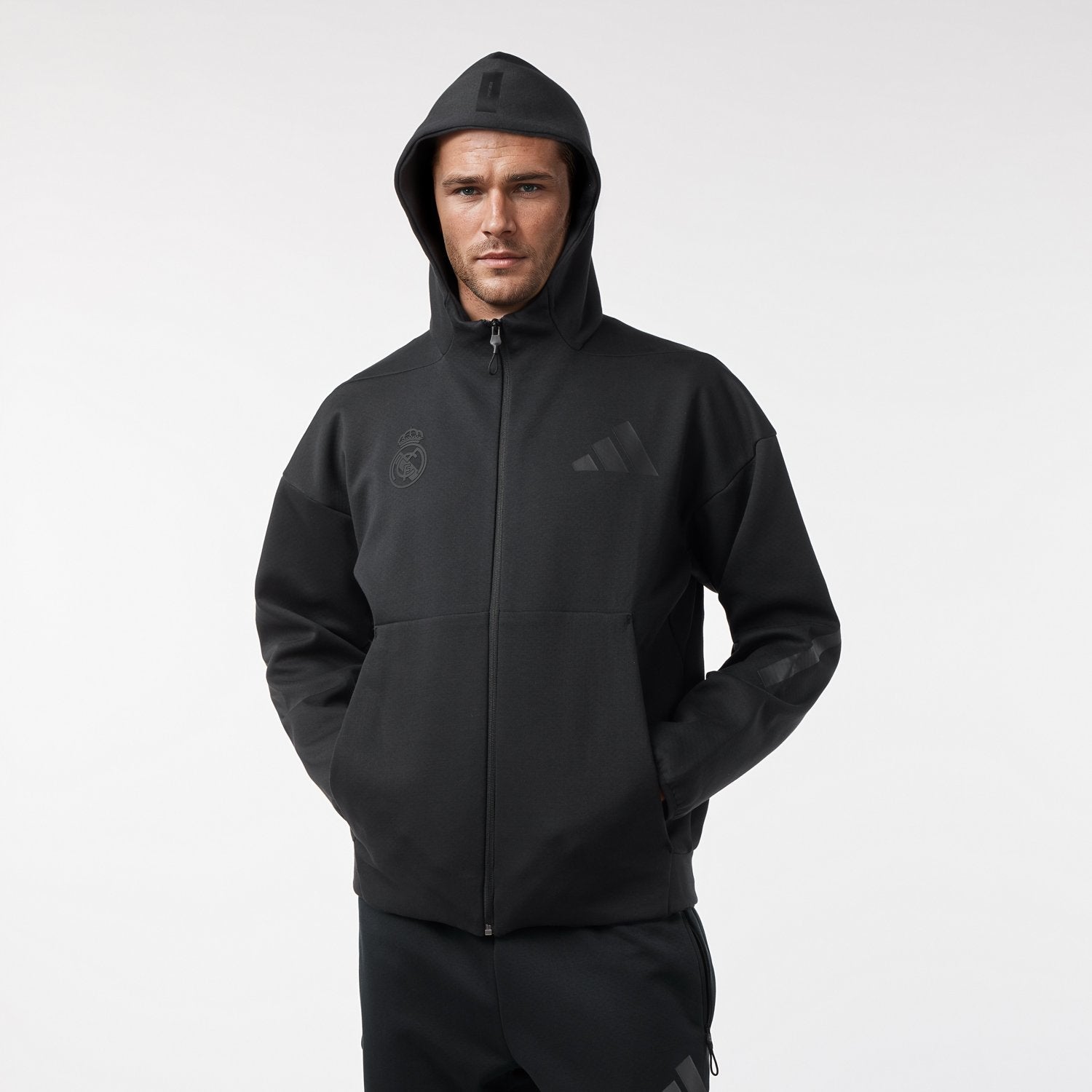 Mens adidas Real Urban Full Zip Hoodie Black
