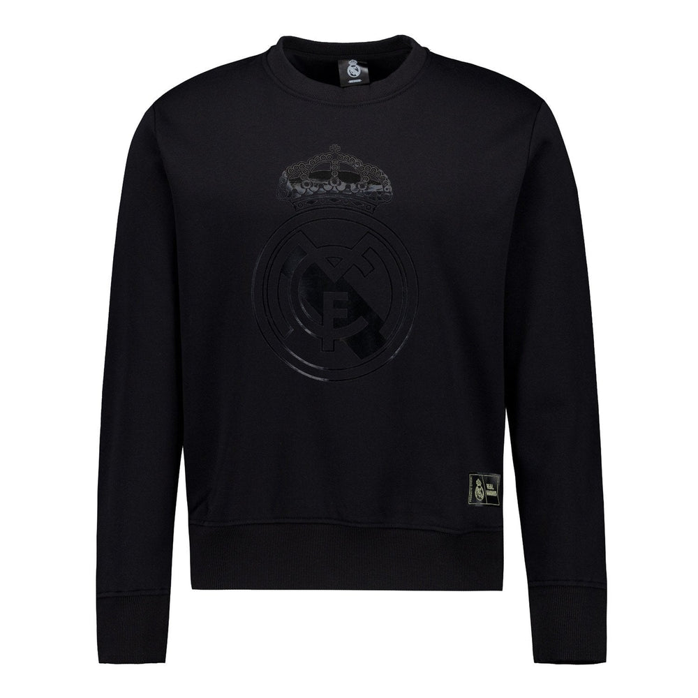 Mens Blackout Sweatshirt Crest Black Real Madrid