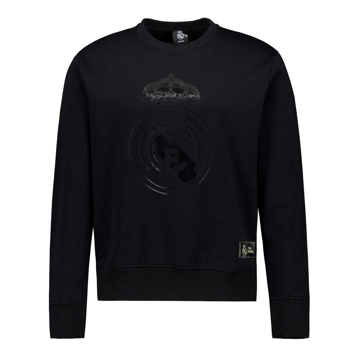 Mens Blackout Sweatshirt Crest Black Real Madrid