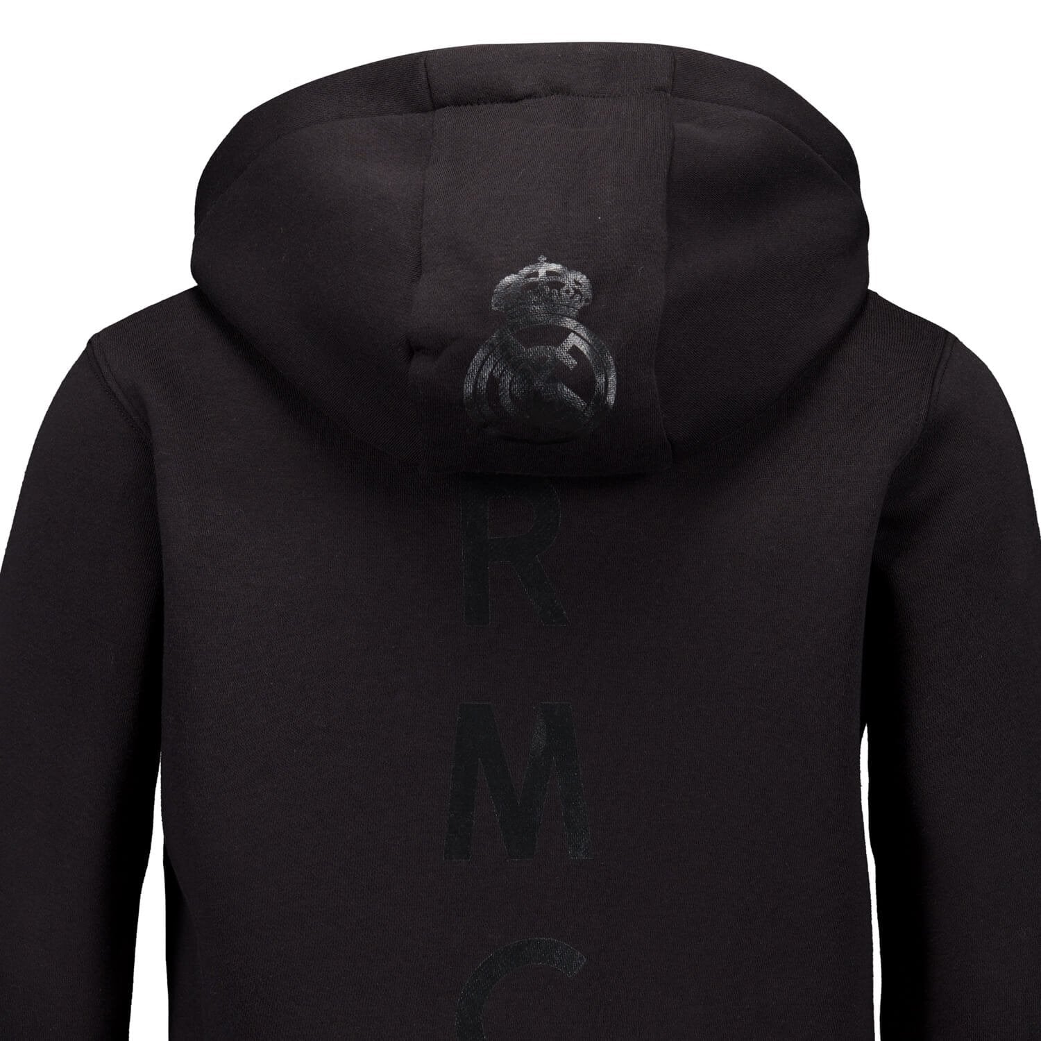 Kids Blackout Hoodie Backprint Black Real Madrid