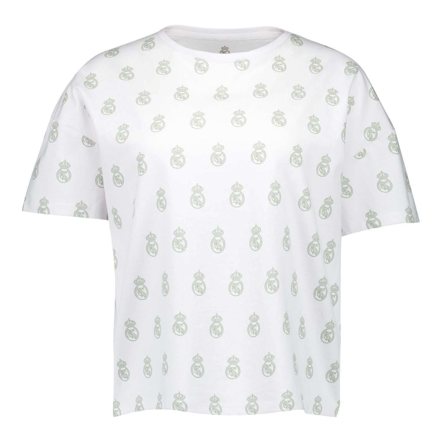 Womens Real Madrid White Dreams Pijama Set Printed Crest T-Shirt & Shorts Green