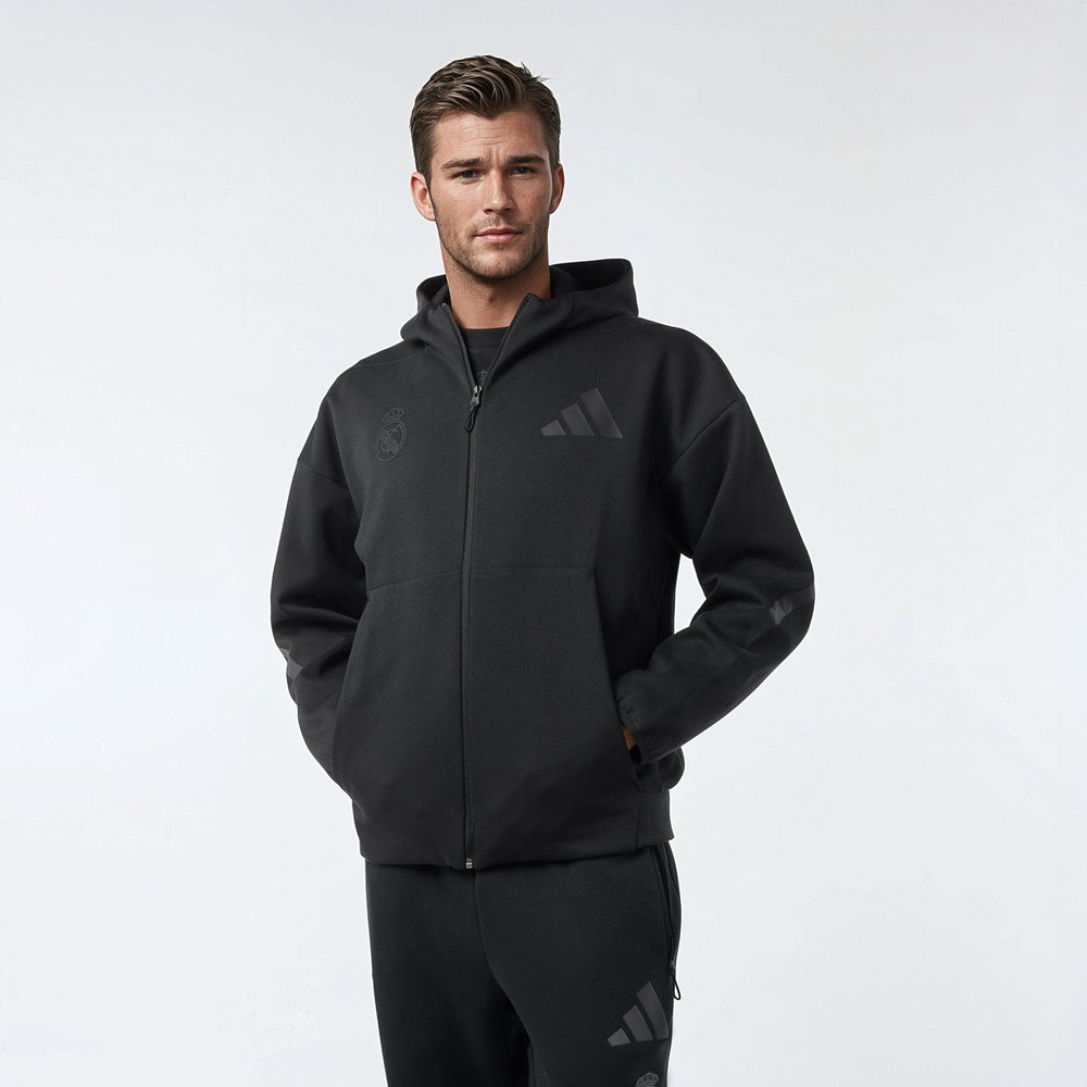 Mens adidas Real Urban Full Zip Hoodie Black