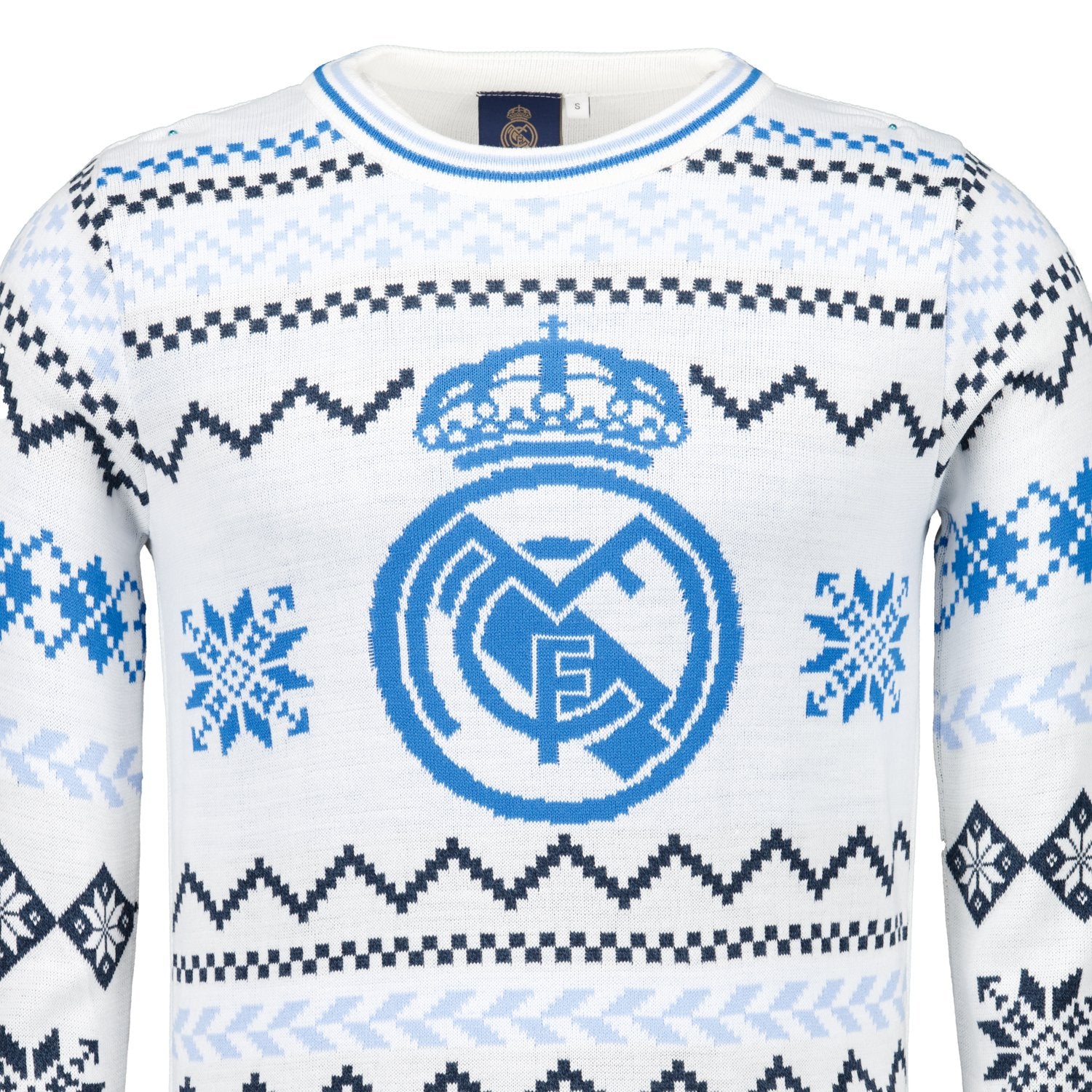 Mens Christmas Sweater Crest Ice White
