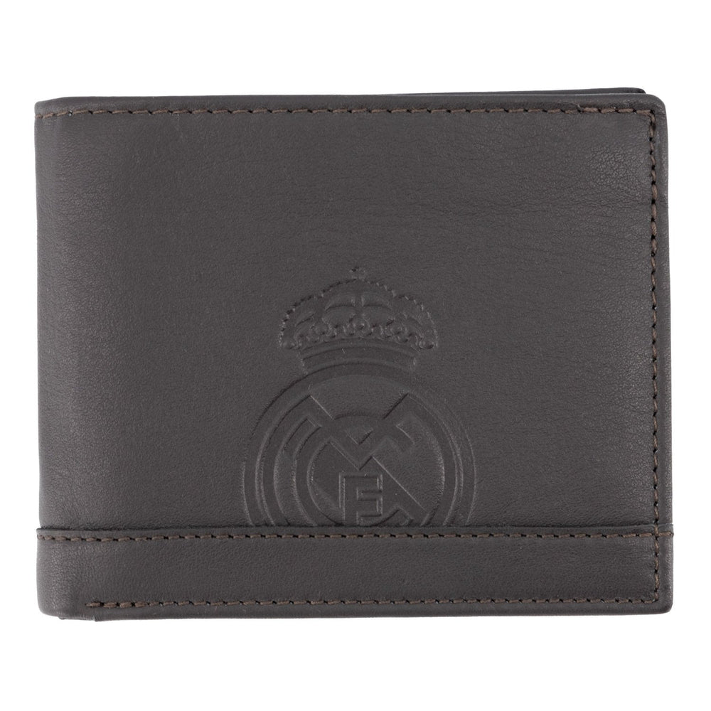 Dark Brown Leather Horizontal Wallet With Coin Pocket Real Madrid