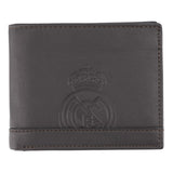 Cartera Horizontal Cuero Marrón Oscuro Con Monedero Real Madrid