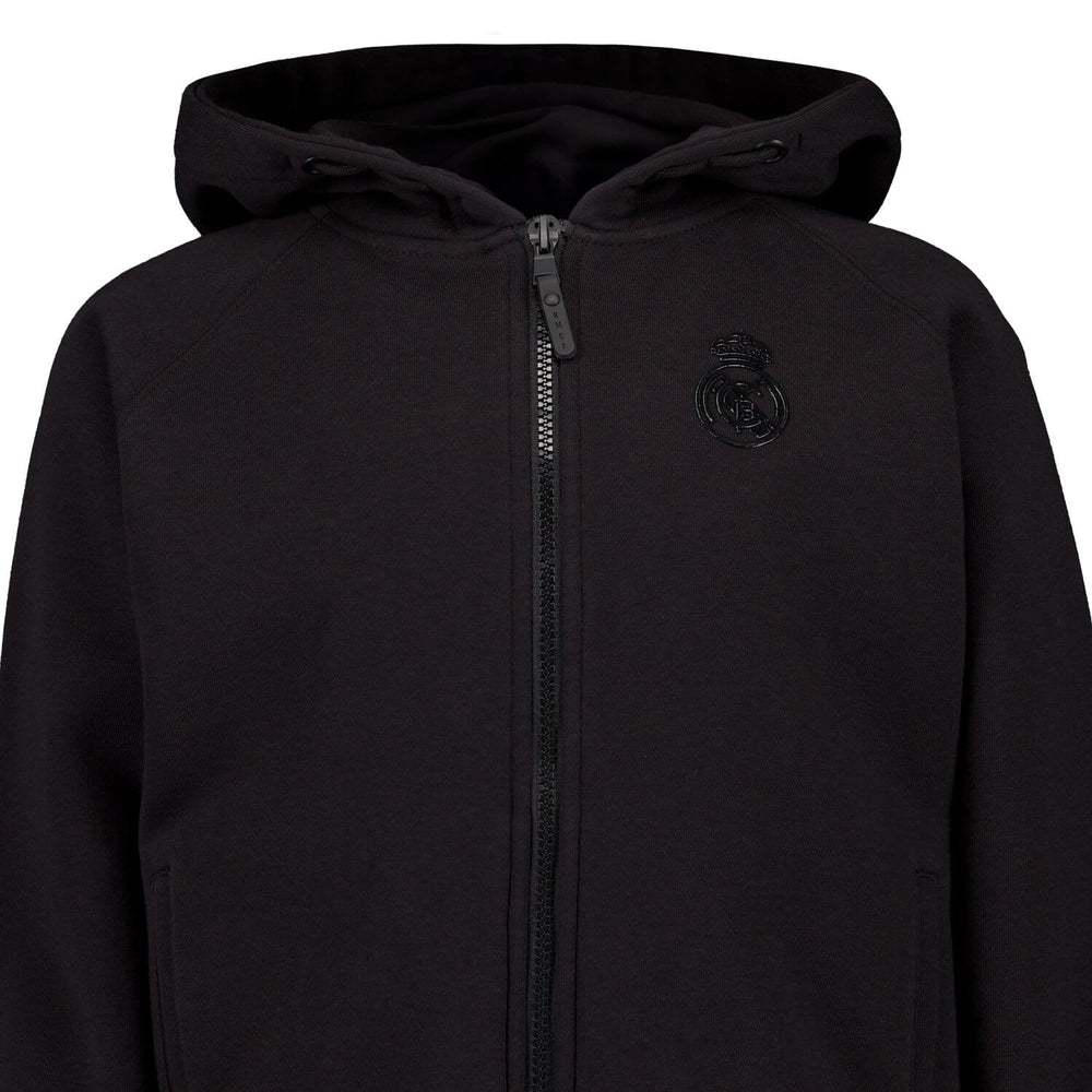 Kids Blackout Hoodie Globe Backprint Black Real Madrid