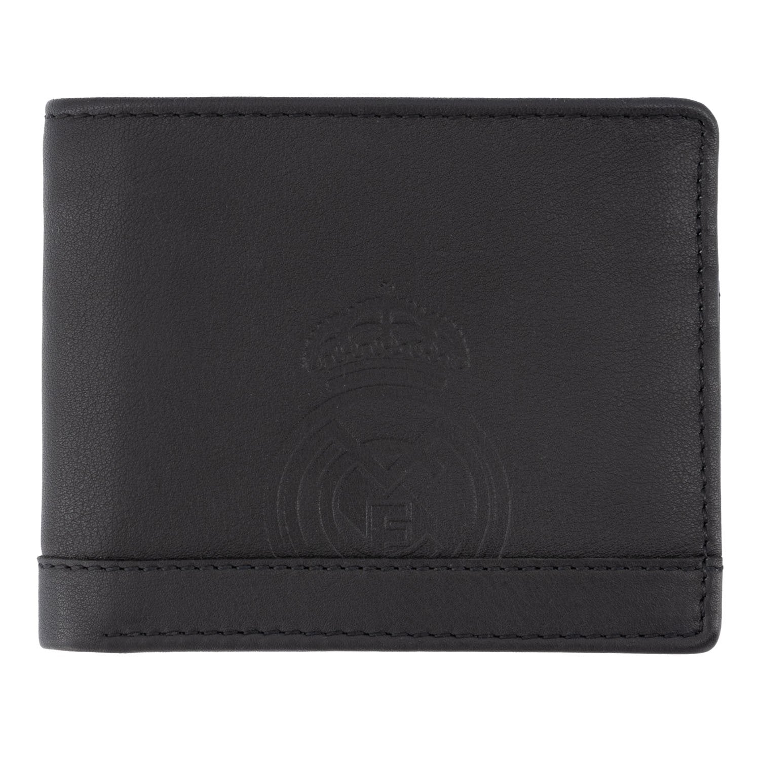 Black Leather Horizontal Wallet With Coin Pocket Real Madrid