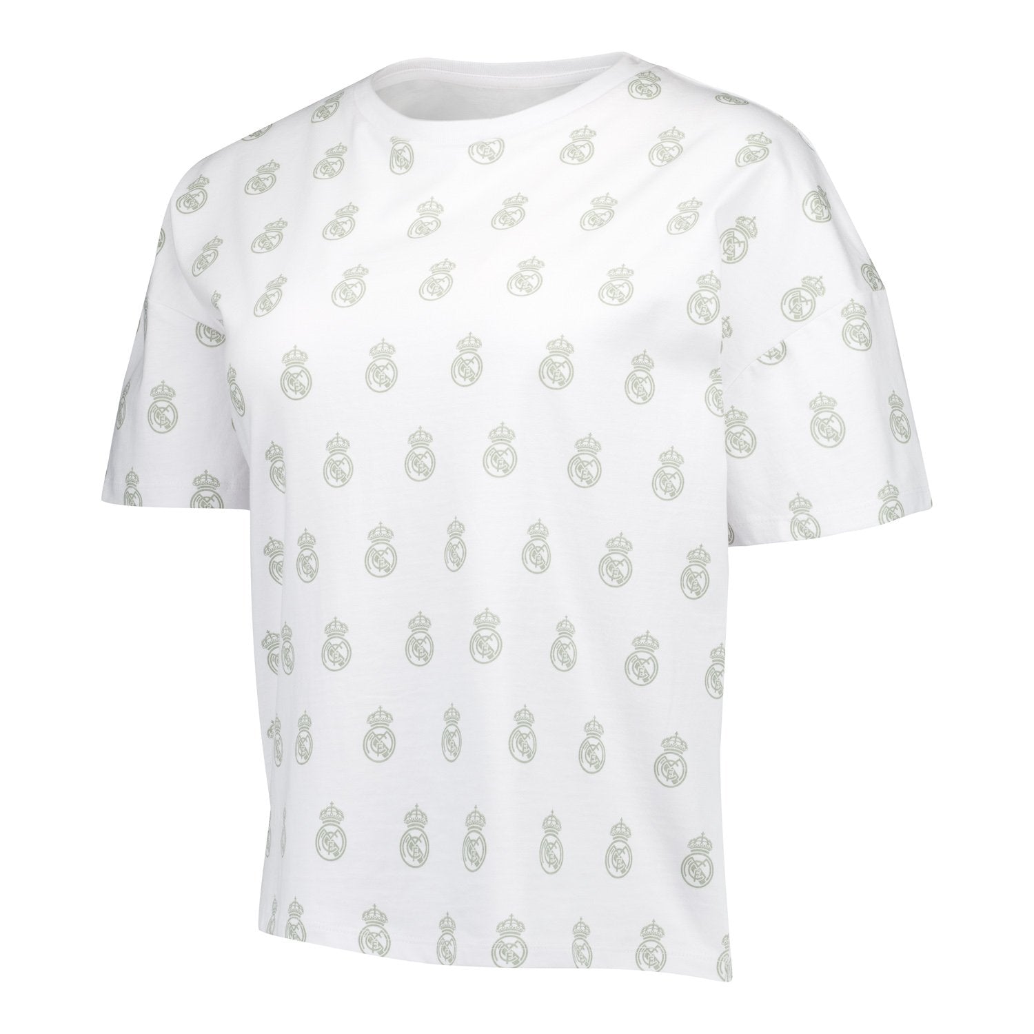 Womens Real Madrid White Dreams Pijama Set Printed Crest T-Shirt & Shorts Green