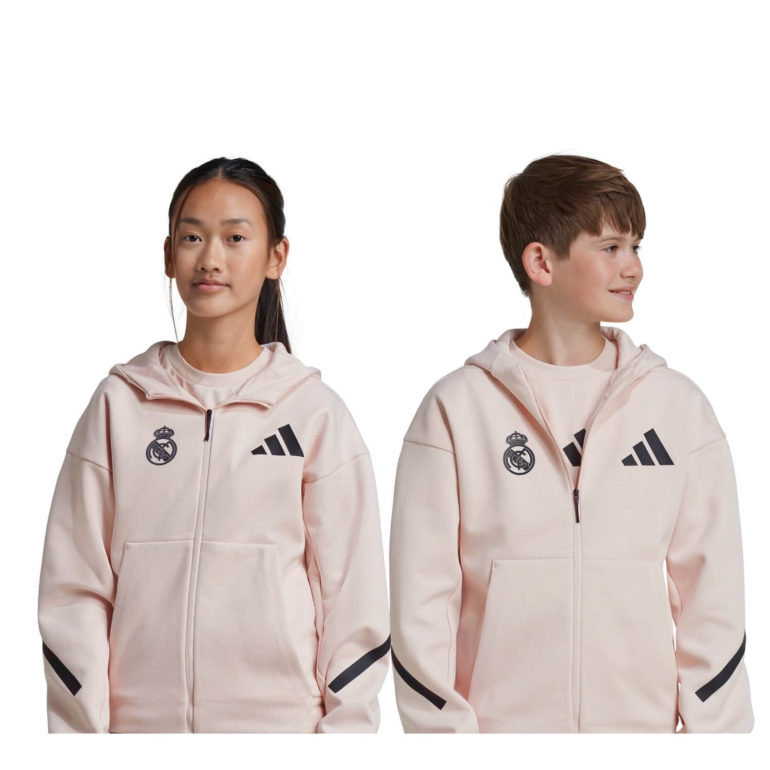 Kids adidas Real Urban Full Zip Hoodie Light Pink/ Black
