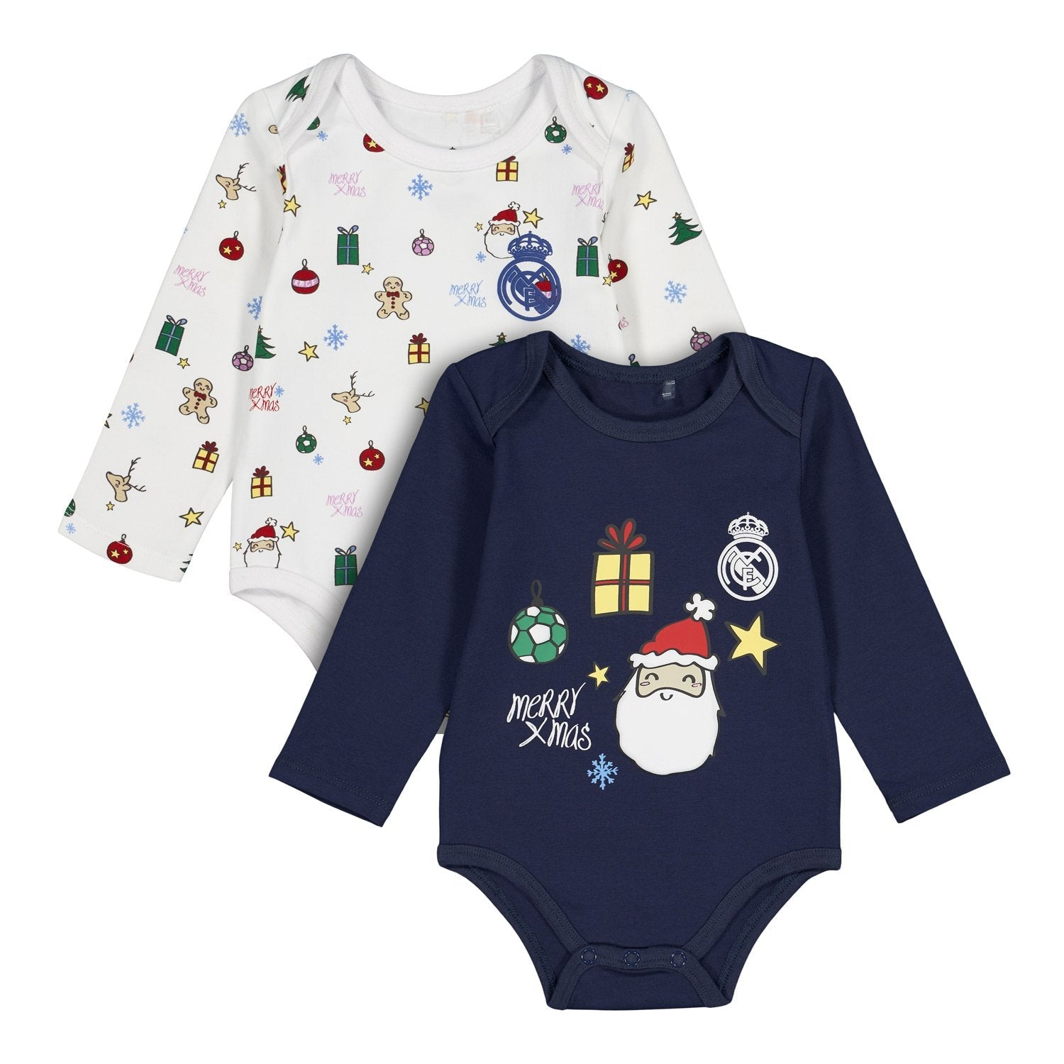 Baby Xmas Body Long Sleeve White/Navy