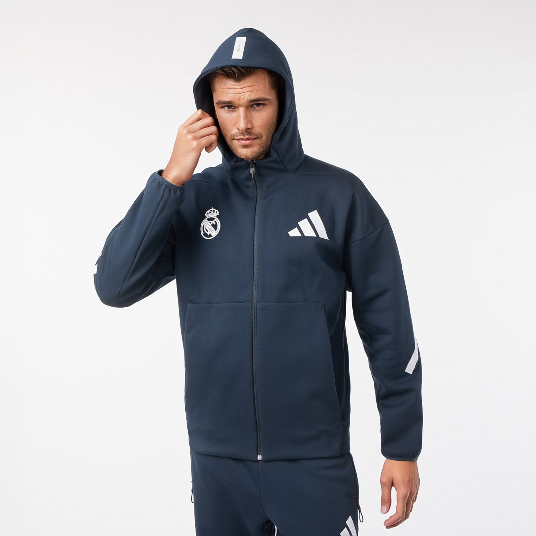 Mens Adidas Real Urban Full Zip Hoodie Navy