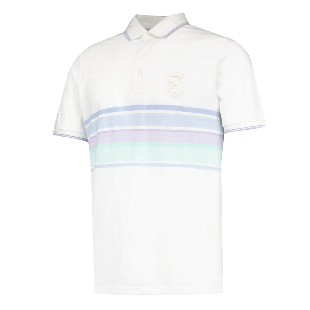 Mens Pastel Stripe Polo Shirt White Real Madrid