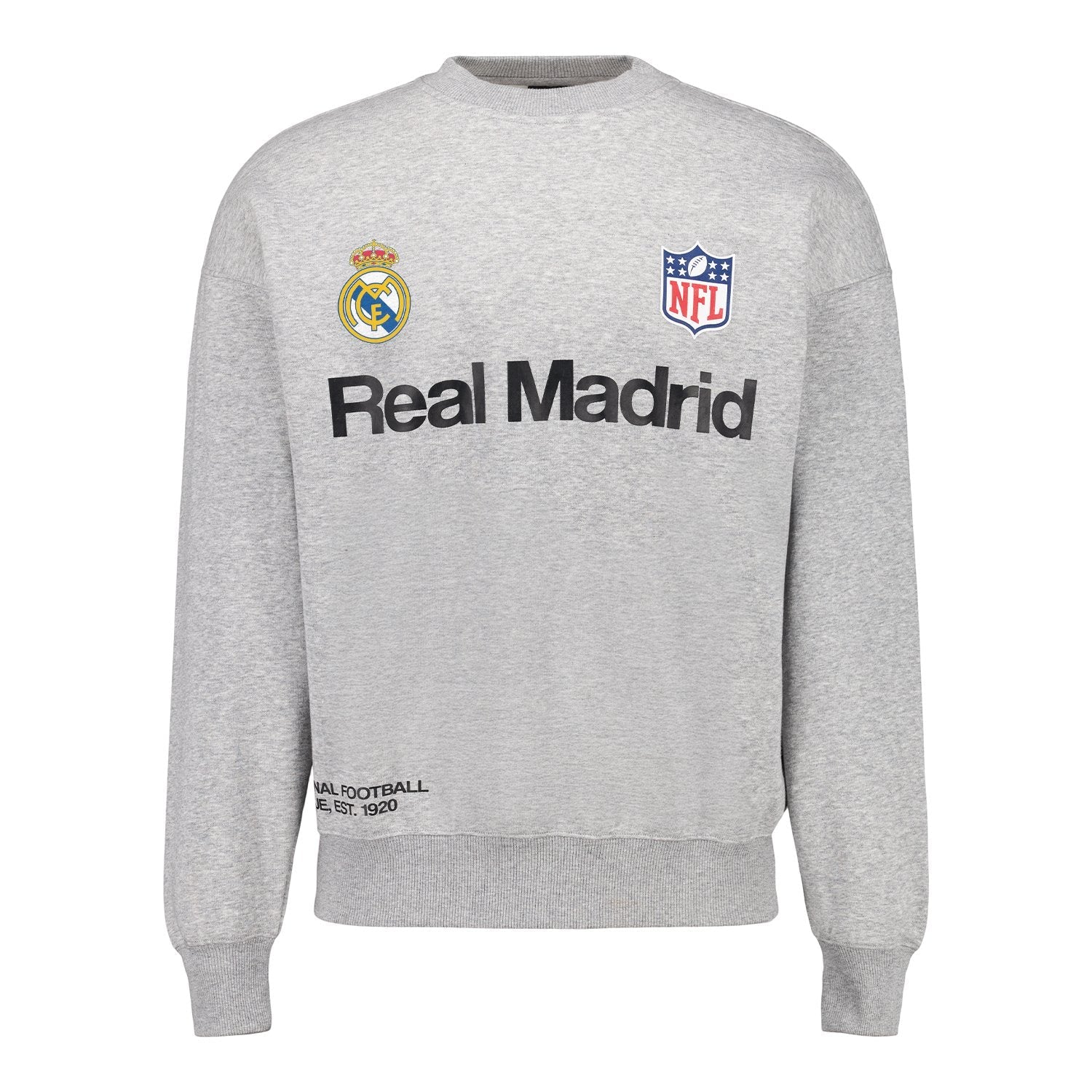 Mens Real Madrid x NFL Crew Sweatshirt Grey