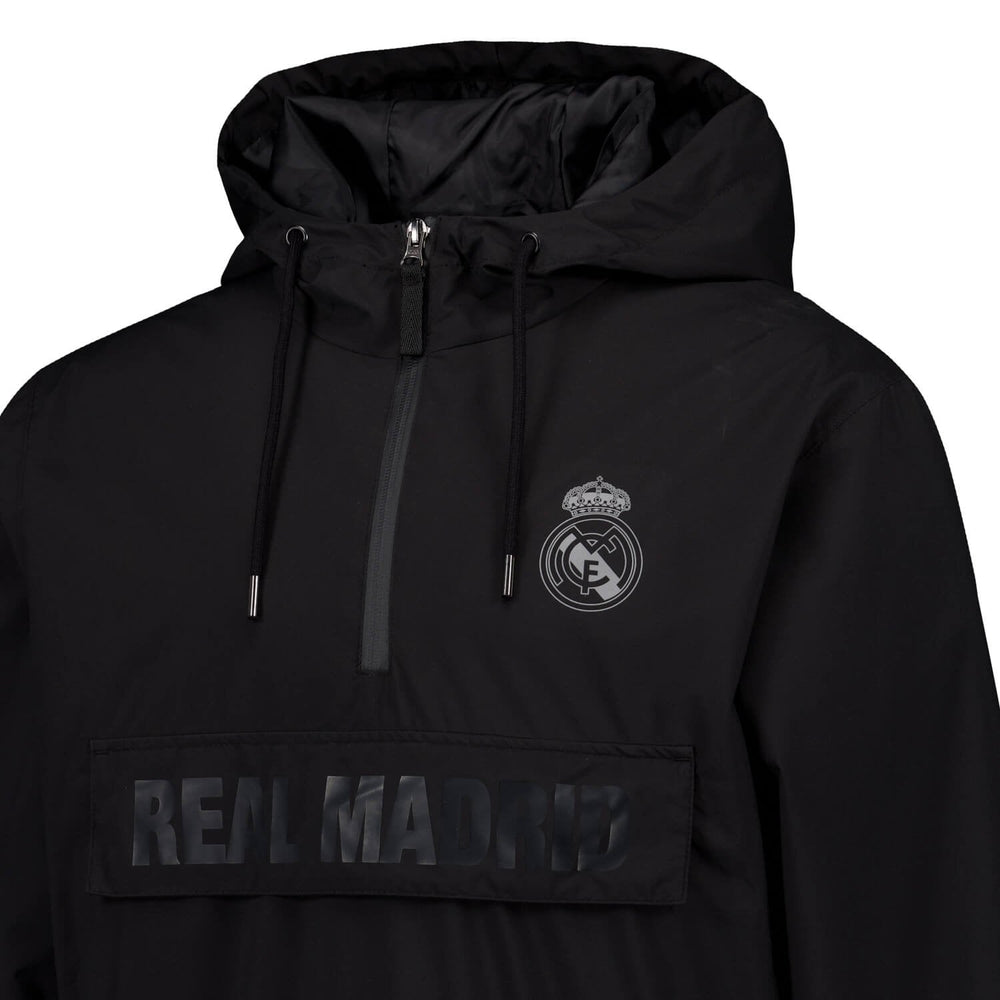 Mens Outerwear Hooded Lightweight Anorak Black Real Madrid