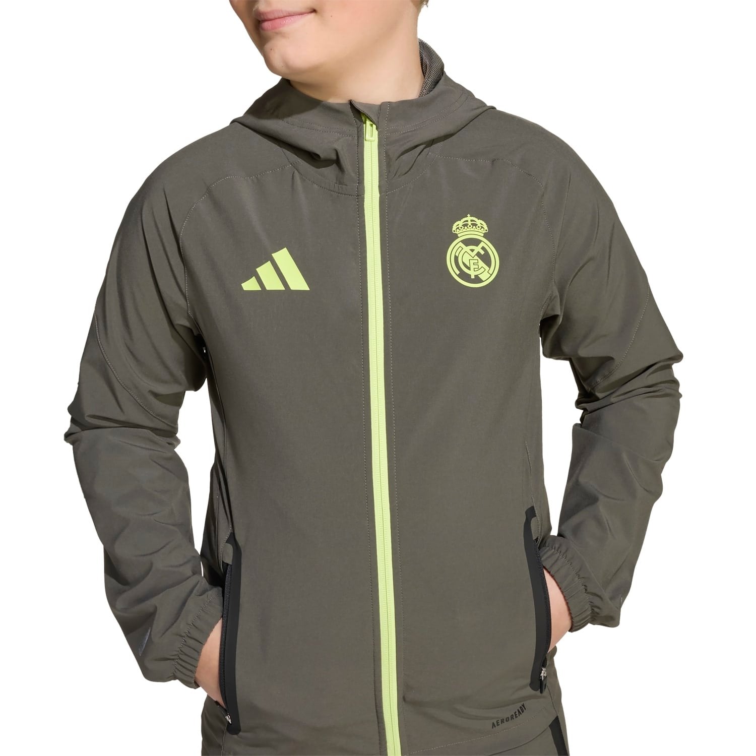 Kids Tiro Vis Tech Competition Jacket Grey/Lime Green