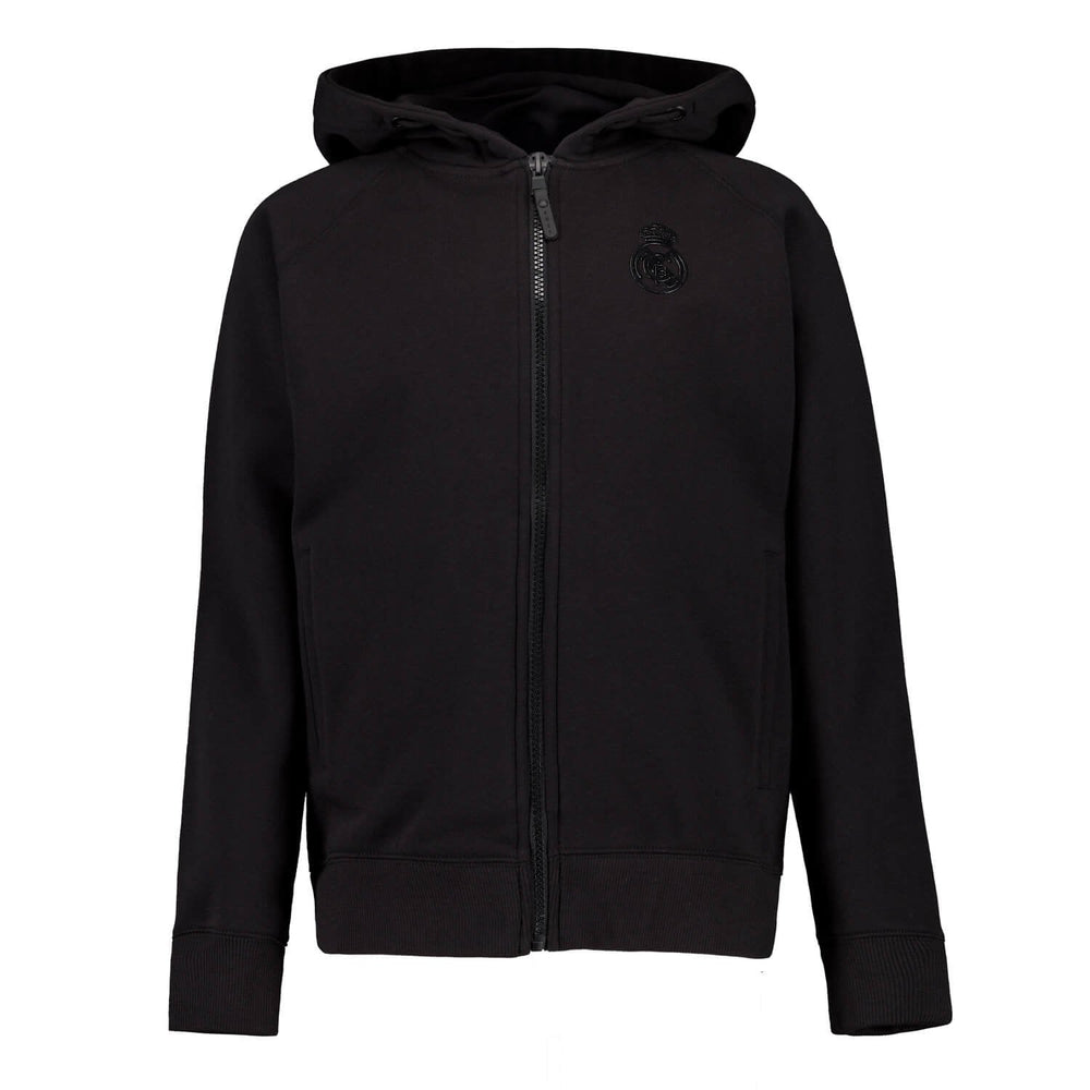 Kids Blackout Hoodie Globe Backprint Black Real Madrid