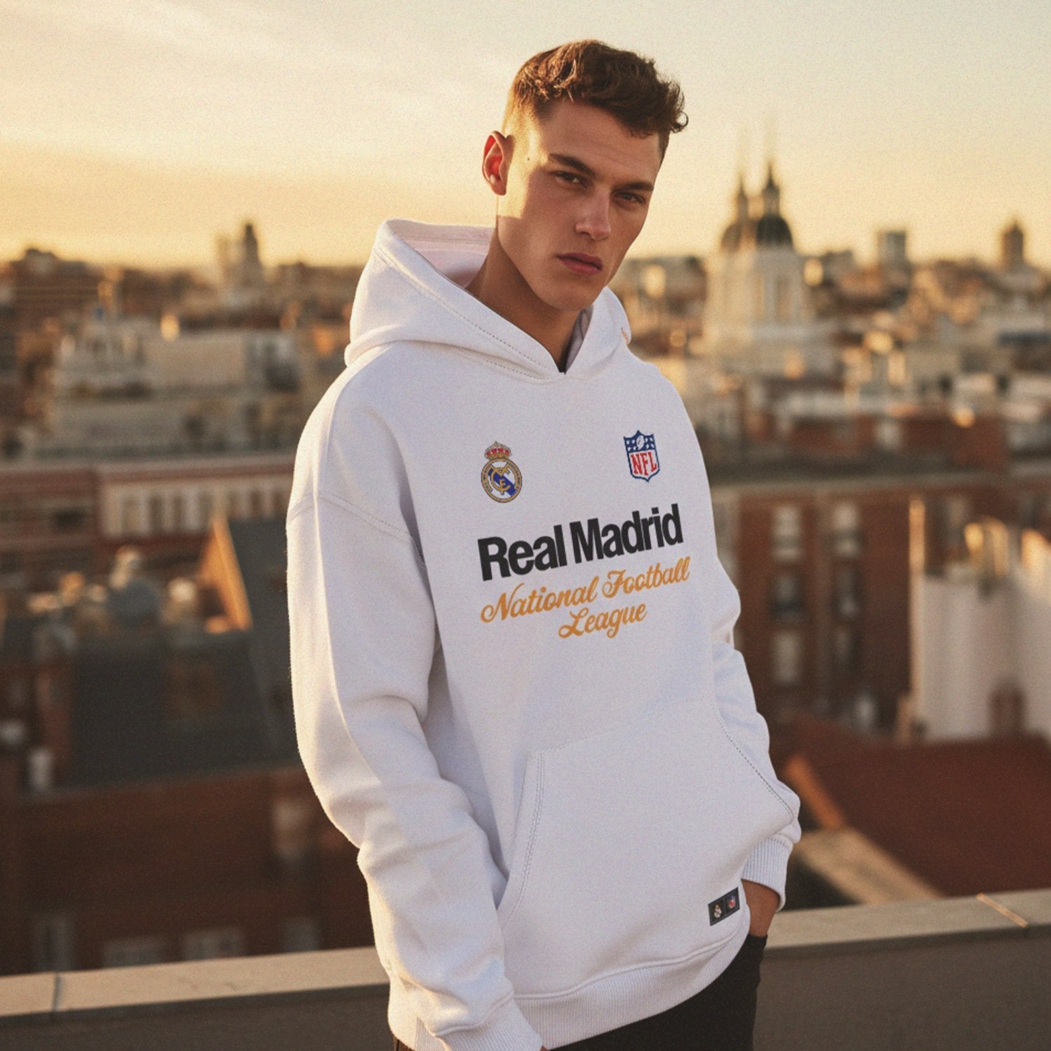 Mens Real Madrid x NFL Hoodie White
