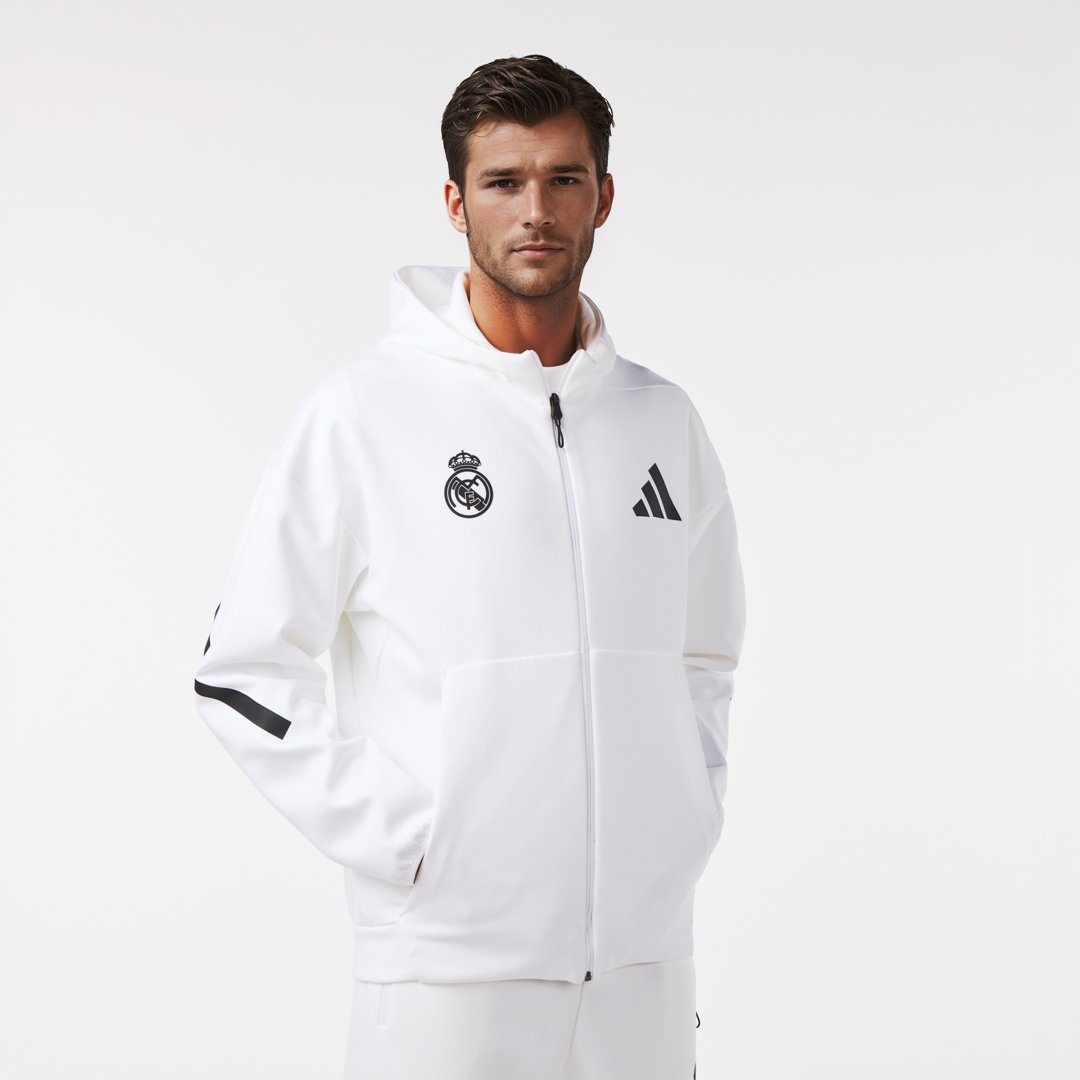 Mens adidas Real Urban Full Zip Hoodie White – The Official Real