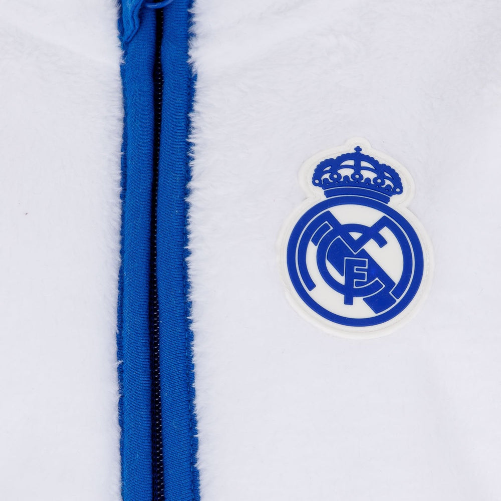 Infant Teddy Zip Hood White/Blue