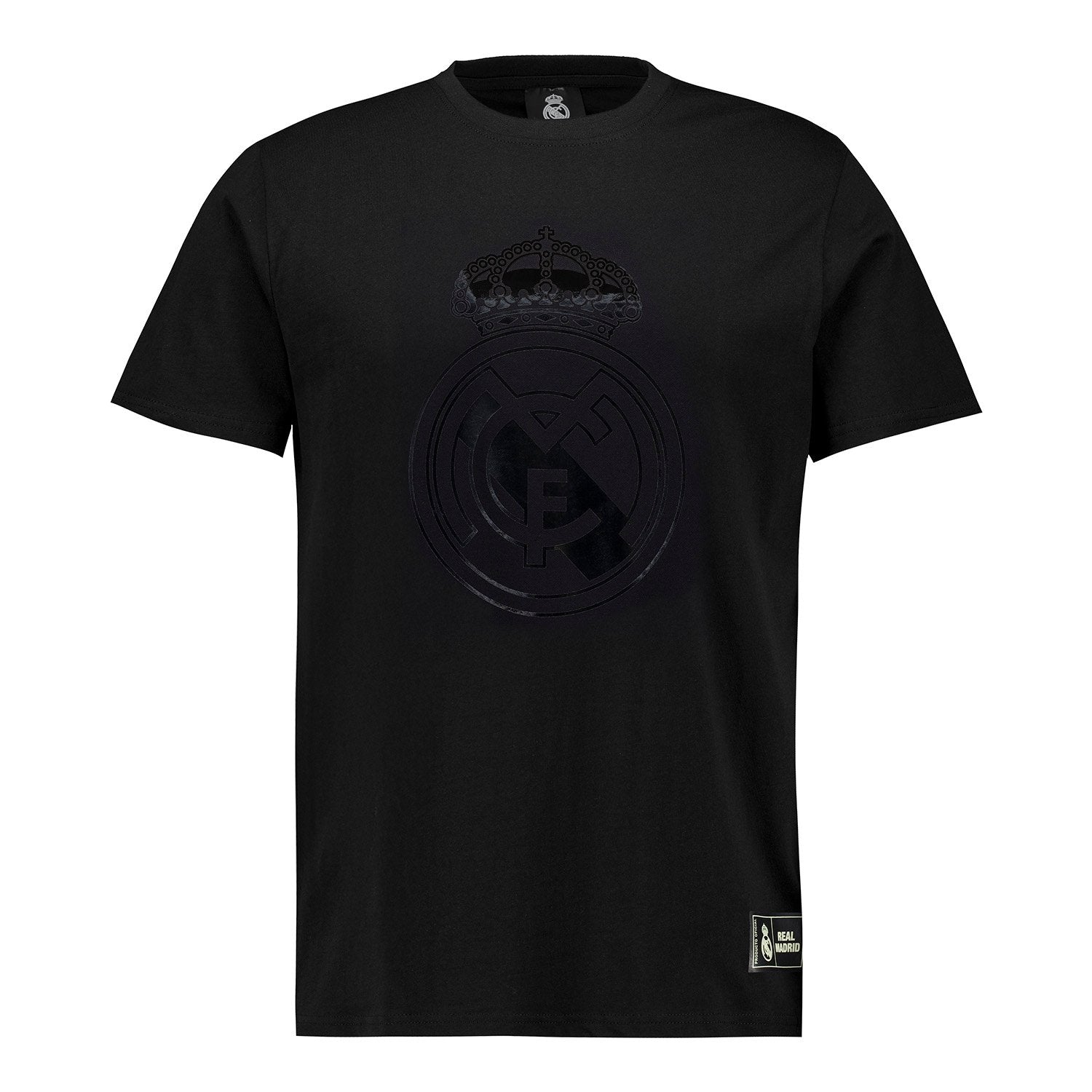 Mens Blackout T-Shirt Crest Black Real Madrid
