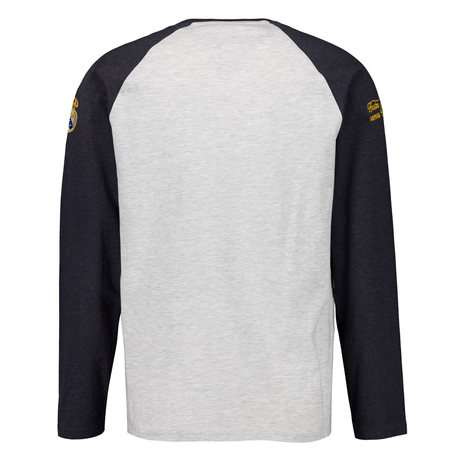 Mens Long Sleeve Printed Baseball T-Shirt Grey Real Madrid