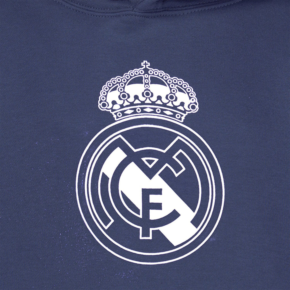 Kids Color Crest Hoodie Navy Real Madrid