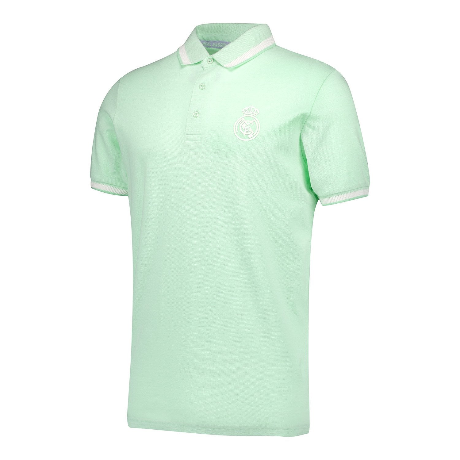 Mens Pastel Two Tone Pique Polo Shirt Green Real Madrid
