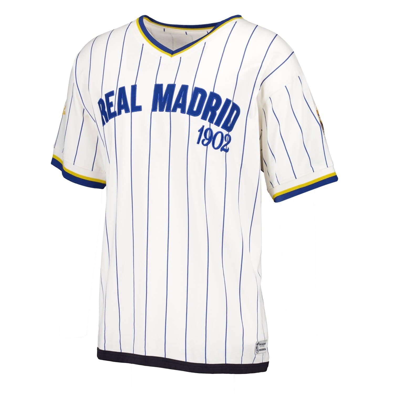 Mens Oversized Striped Baseball T-Shirt Off White Real Madrid