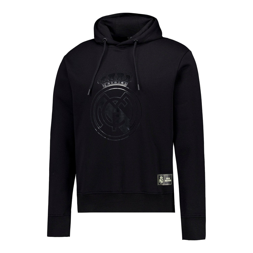 Mens Blackout Hoodie Crest Black Real Madrid