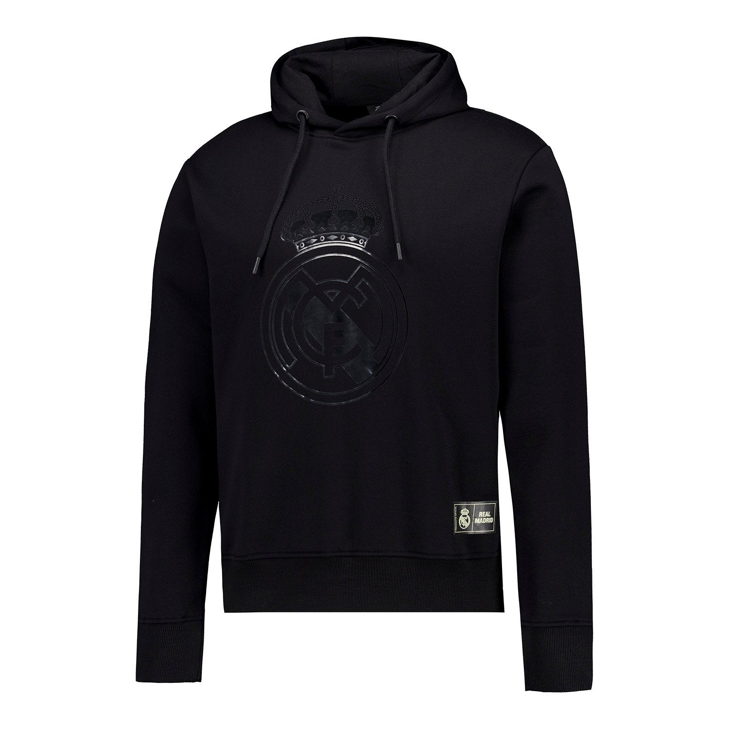 Mens Blackout Hoodie Crest Black Real Madrid