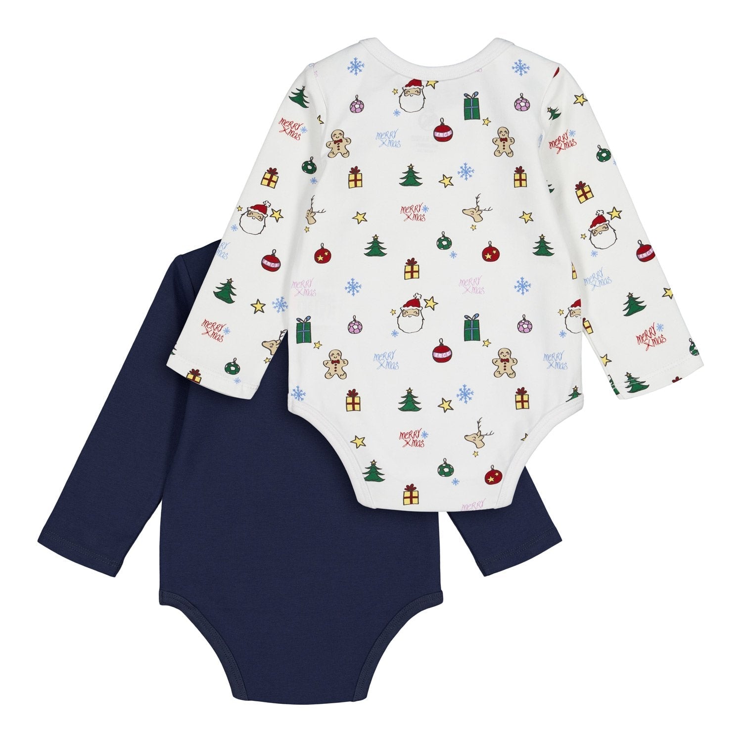 Baby Xmas Body Long Sleeve White/Navy
