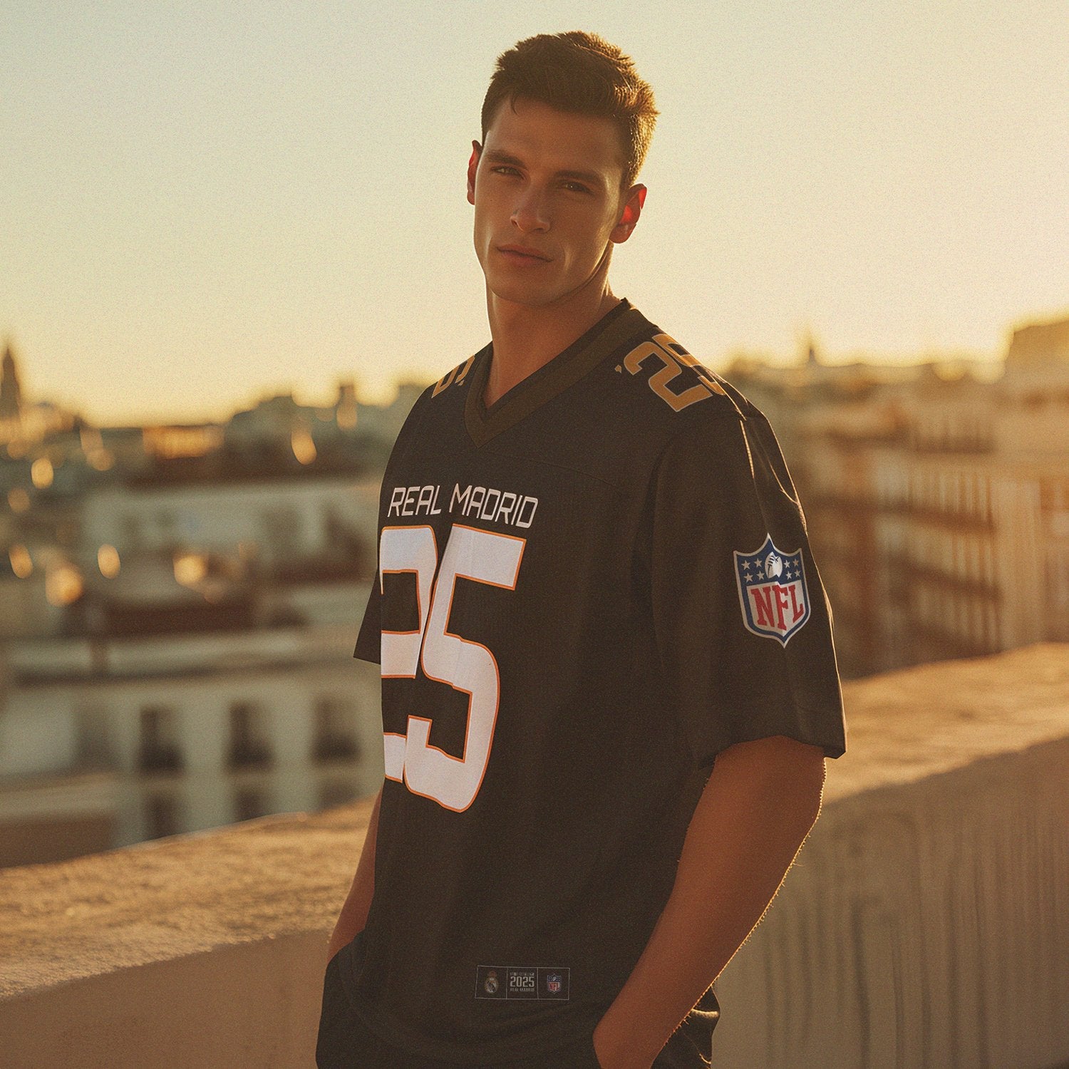 Mens Real Madrid x NFL Shirt Black