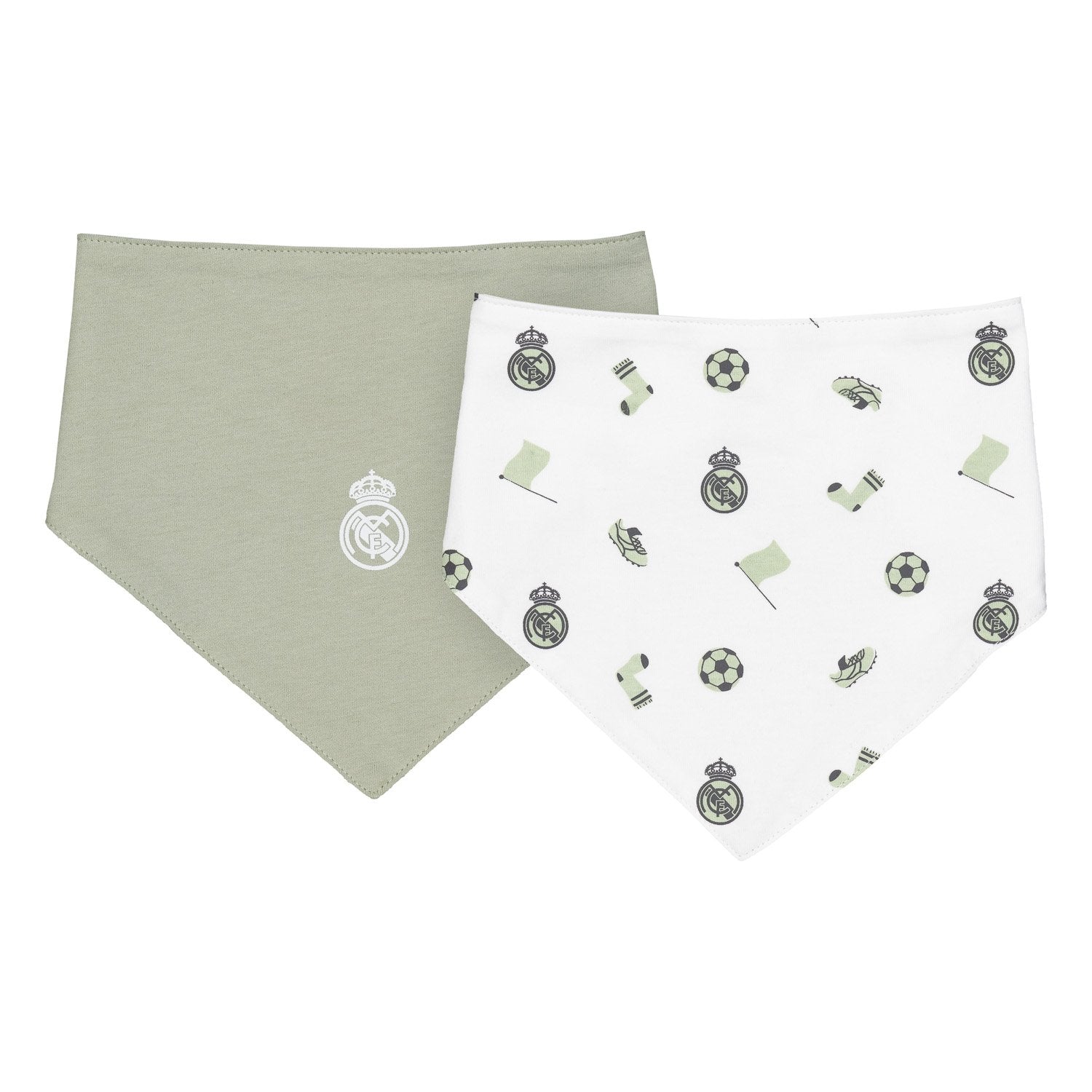 Set 2 Baby Bandanas Green/White Real Madrid