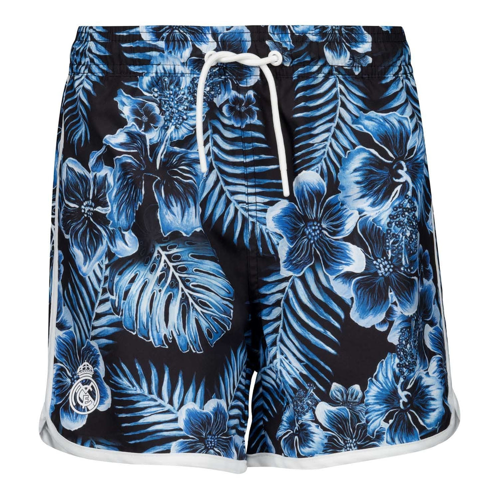 Kids Real Madrid Flower Print Blue Swimshorts