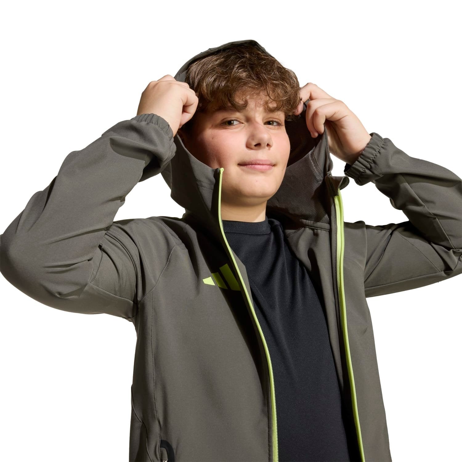 Kids Tiro Vis Tech Competition Jacket Grey/Lime Green