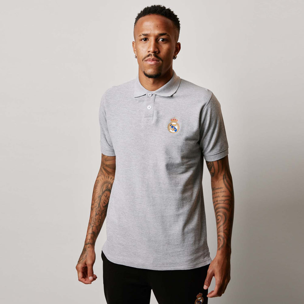 Mens Essentials Color Crest Polo Light Grey
