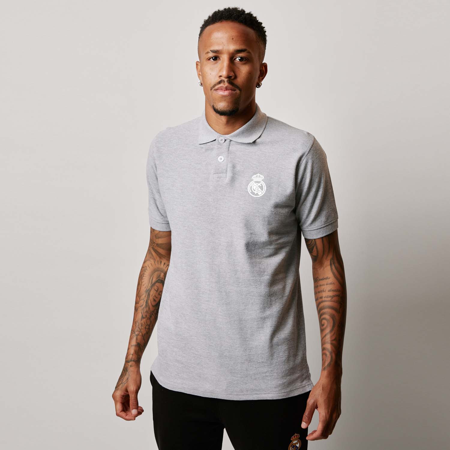 Mens Essentials Monocolor Crest Polo Light Grey