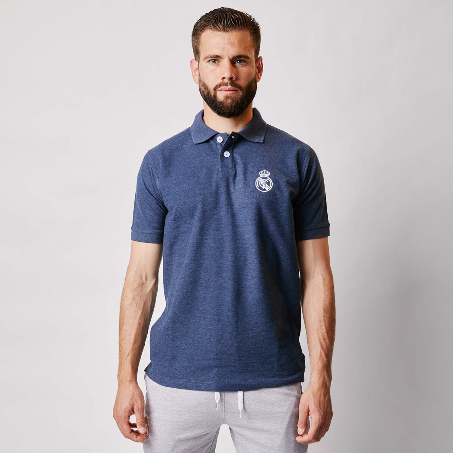 Mens Essentials Monocolor Crest Polo Blue Blend